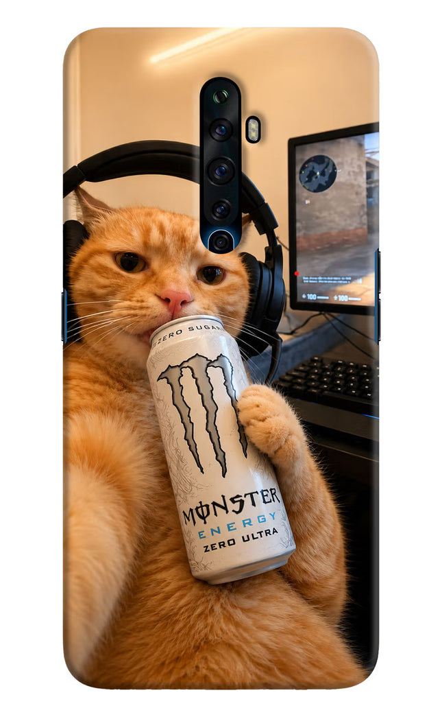 Gamer Cat Energy Oppo Reno2 Z Hard Case Back Cover by Casekaro