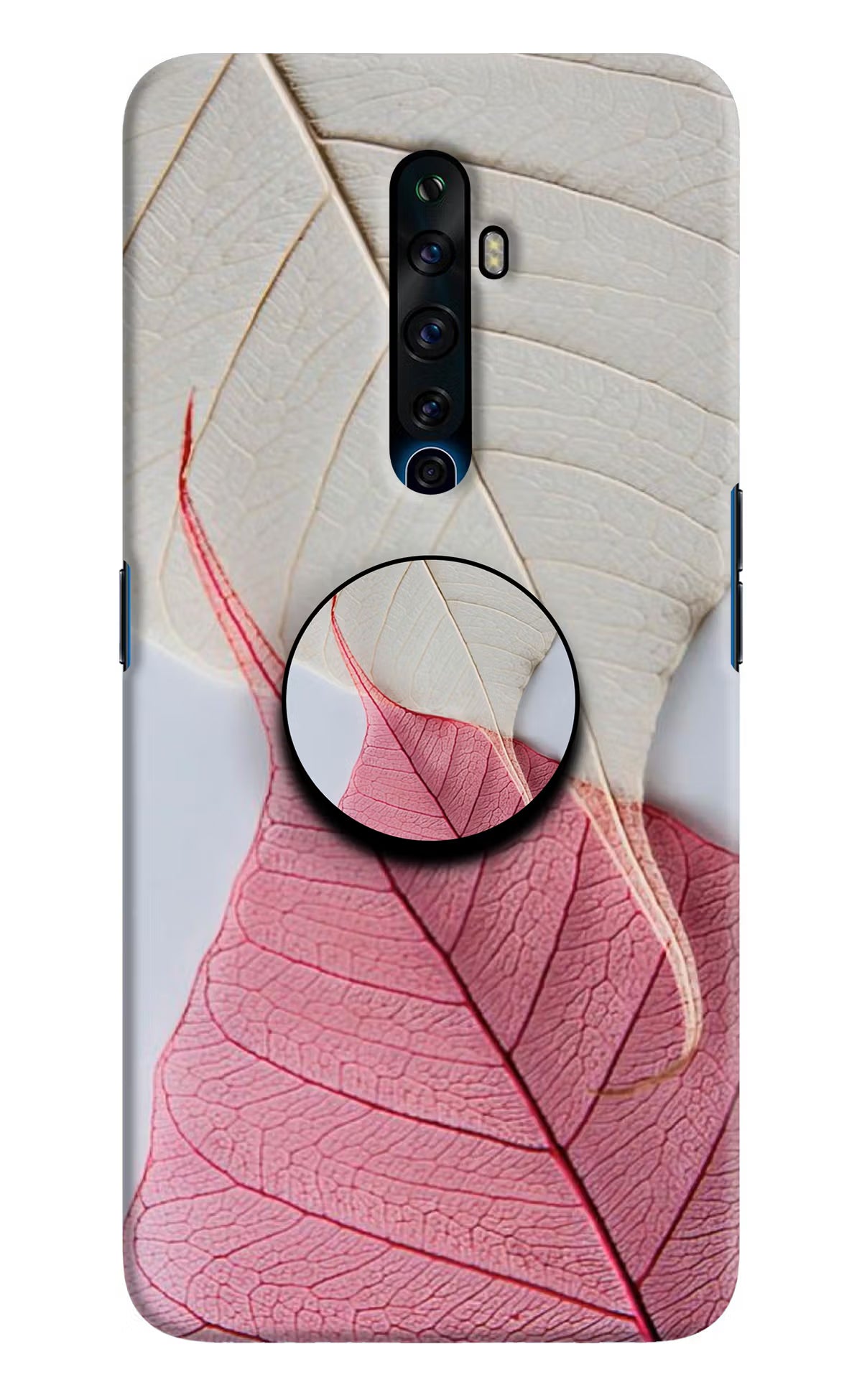 White Pink Leaf Oppo Reno2 Z Pop Case by Casekaro