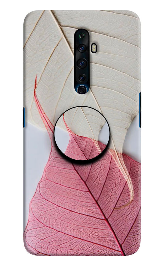 White Pink Leaf Oppo Reno2 Z Pop Case by Casekaro