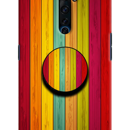 Multicolor Wooden Oppo Reno2 Z Pop Case by Casekaro
