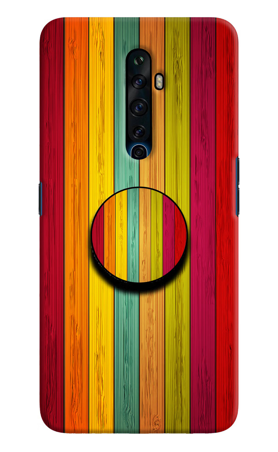 Multicolor Wooden Oppo Reno2 Z Pop Case, Hard case