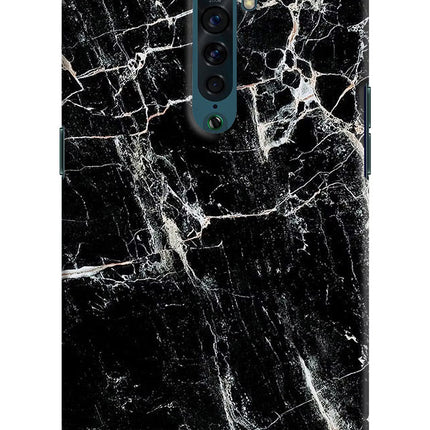 Black Marble Texture Oppo Reno2 Hard Case Back Cover by Casekaro