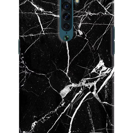 Black Marble Pattern Oppo Reno2 Hard Case Back Cover by Casekaro