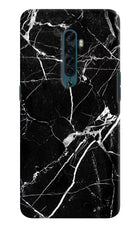 Black Marble Pattern Oppo Reno2 Hard Case Back Cover by Casekaro