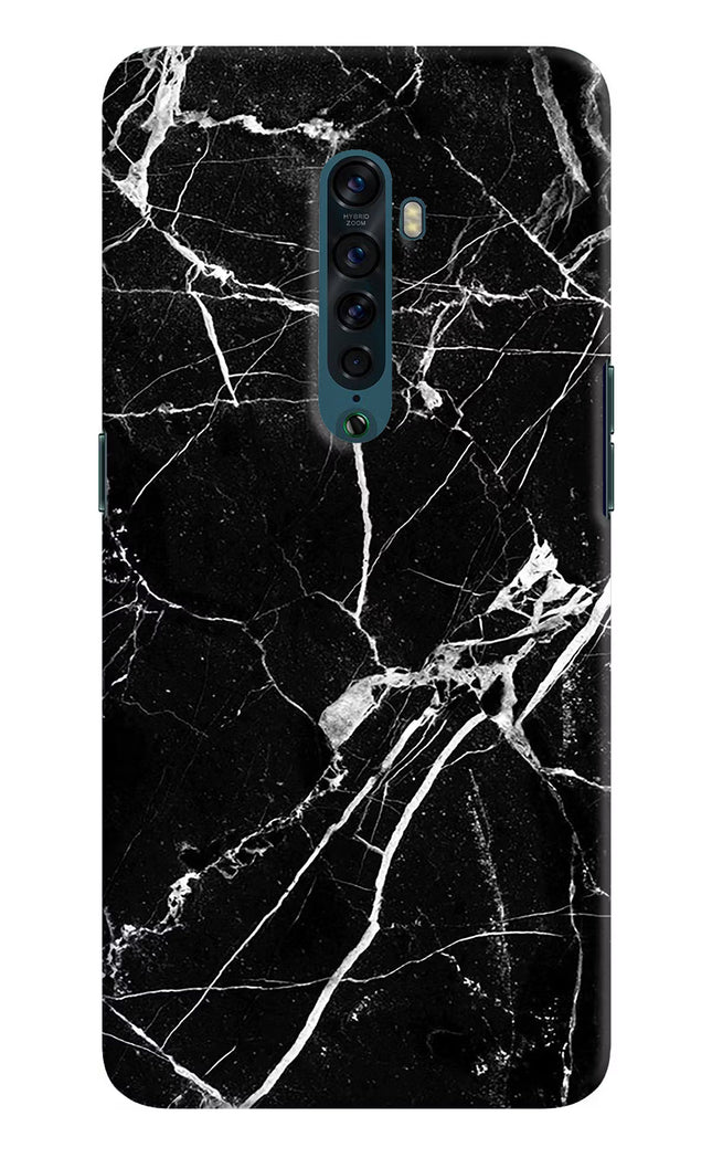 Black Marble Pattern Oppo Reno2 Hard Case Back Cover by Casekaro