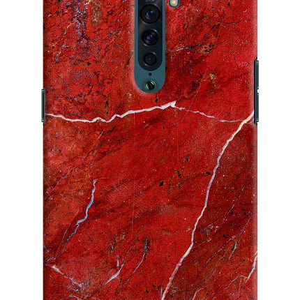 Red Marble Design Oppo Reno2 Hard Case Back Cover by Casekaro