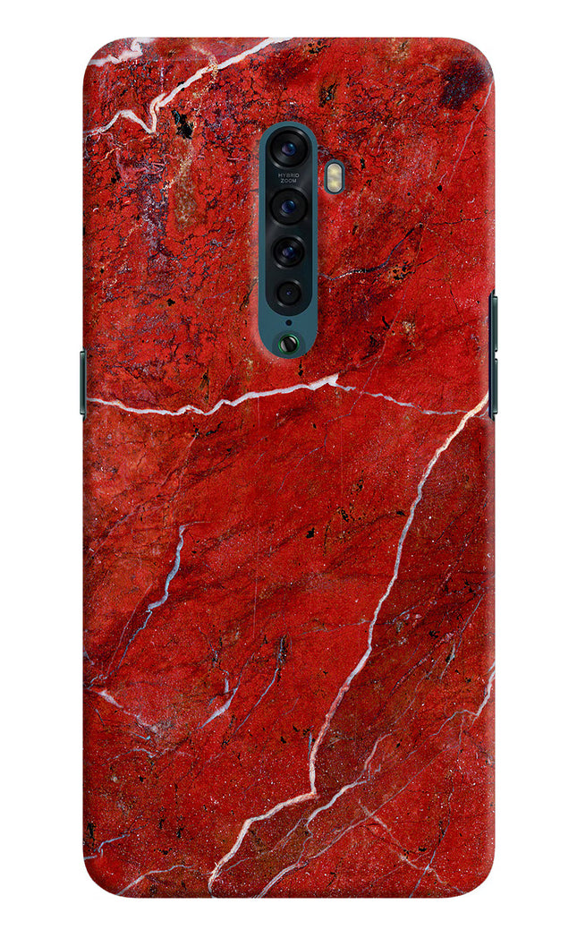 Red Marble Design Oppo Reno2 Hard Case Back Cover by Casekaro