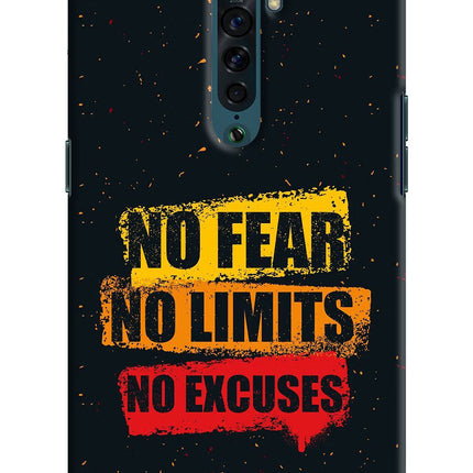 No Fear No Limits No Excuse Oppo Reno2 Hard Case Back Cover by Casekaro