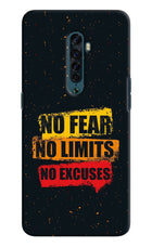 No Fear No Limits No Excuse Oppo Reno2 Hard Case Back Cover by Casekaro