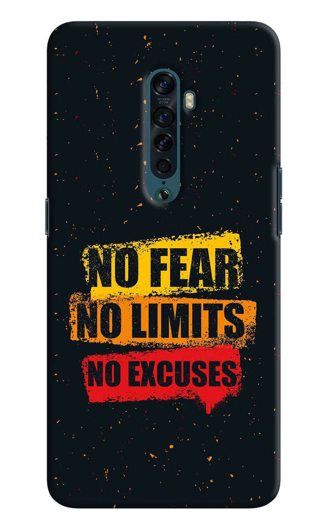 No Fear No Limits No Excuse Oppo Reno2 Hard Case Back Cover by Casekaro