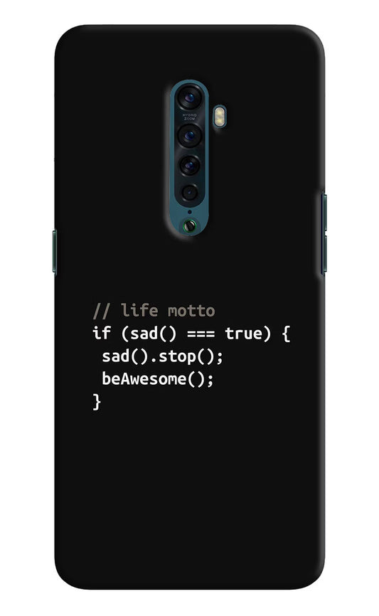 Life Motto Code Oppo Reno2 Hard Case Back Cover by Casekaro