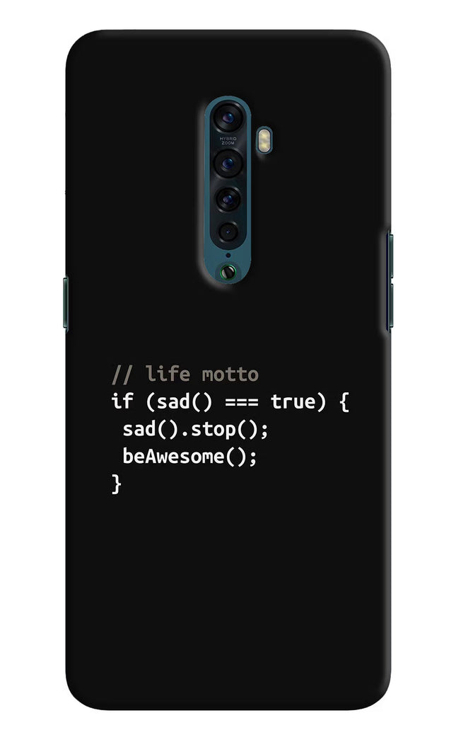 Life Motto Code Oppo Reno2 Hard Case Back Cover by Casekaro
