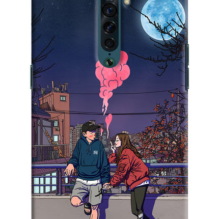 Chilling Couple Oppo Reno2 Hard Case Back Cover by Casekaro