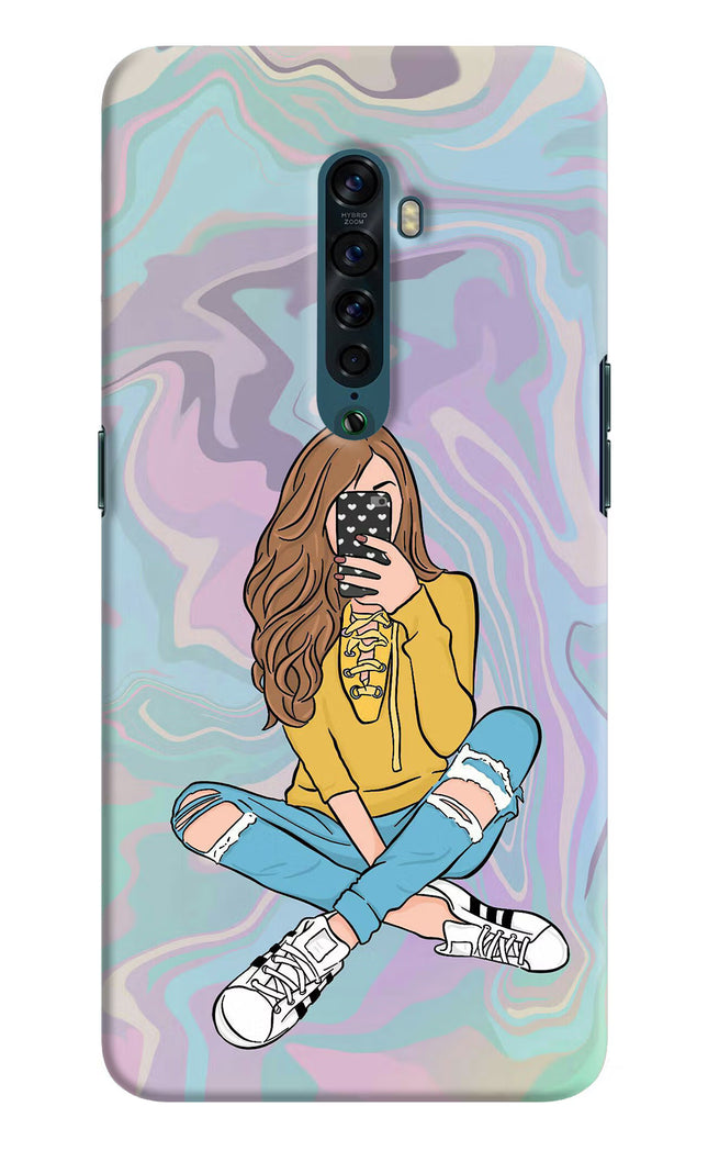 Selfie Girl Oppo Reno2 Hard Case Back Cover by Casekaro
