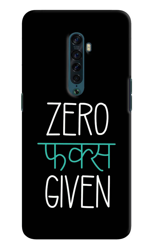 Zero Fucks Given Oppo Reno2 Hard Case Back Cover by Casekaro