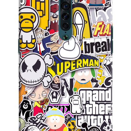 Sticker Bomb Oppo Reno2 Hard Case Back Cover by Casekaro