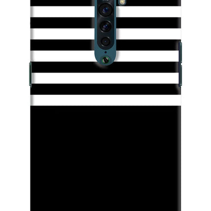 Black and White Print Oppo Reno2 Hard Case Back Cover by Casekaro