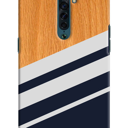 Blue and white wooden Oppo Reno2 Hard Case Back Cover by Casekaro