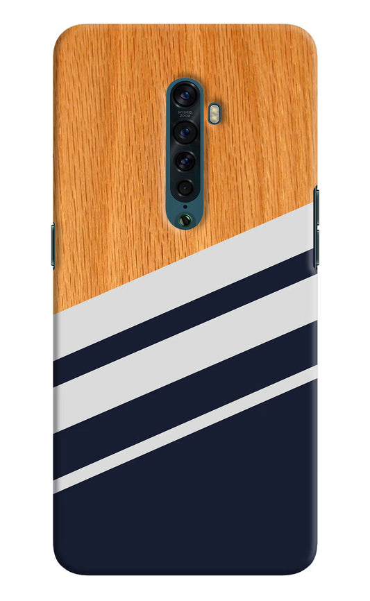 Blue and white wooden Oppo Reno2 Hard Case Back Cover by Casekaro