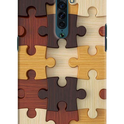 Wooden Puzzle Oppo Reno2 Hard Case Back Cover by Casekaro