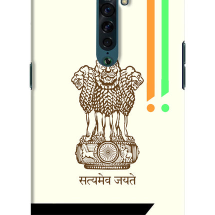 Satyamev Jayate Brown Logo Oppo Reno2 Hard Case Back Cover by Casekaro
