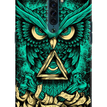 Green Owl Oppo Reno2 Hard Case Back Cover by Casekaro