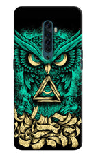 Green Owl Oppo Reno2 Hard Case Back Cover by Casekaro