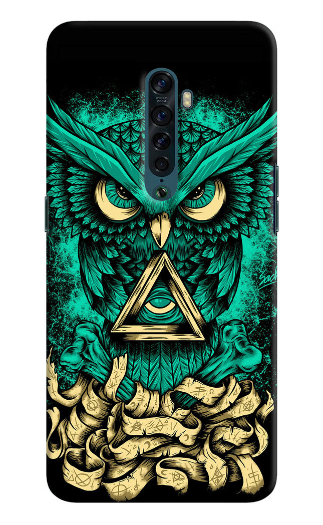 Green Owl Oppo Reno2 Hard Case Back Cover by Casekaro