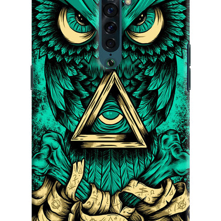 Green Owl Oppo Reno2 Hard Case Back Cover by Casekaro