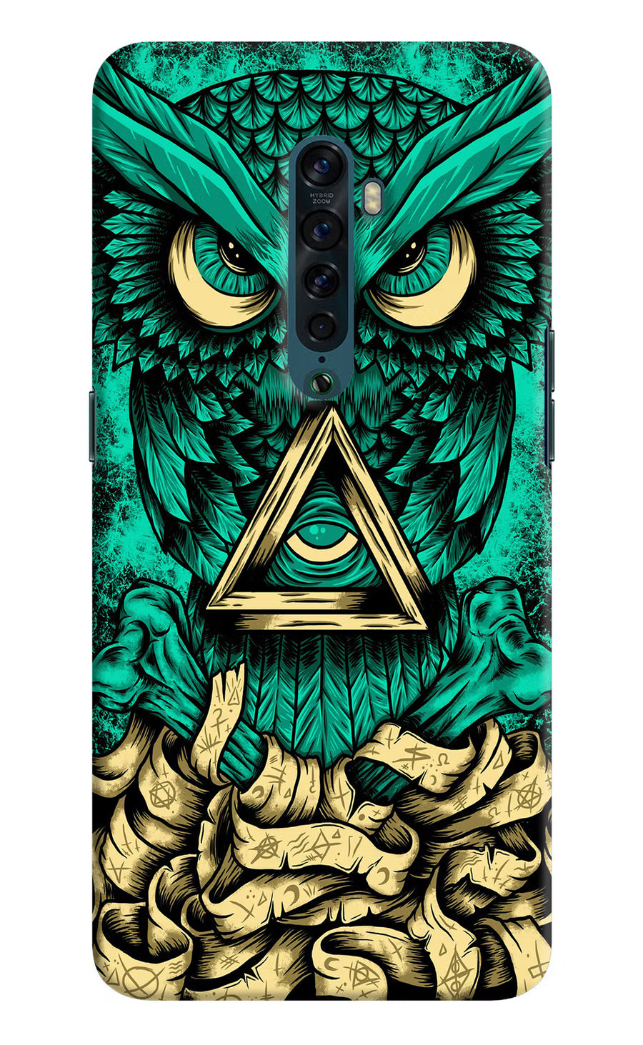 Green Owl Oppo Reno2 Back Cover, Hard case