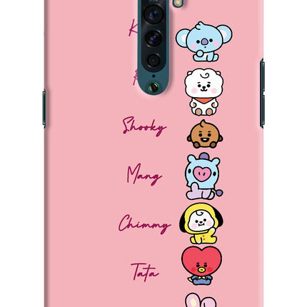 BTS names Oppo Reno2 Hard Case Back Cover by Casekaro