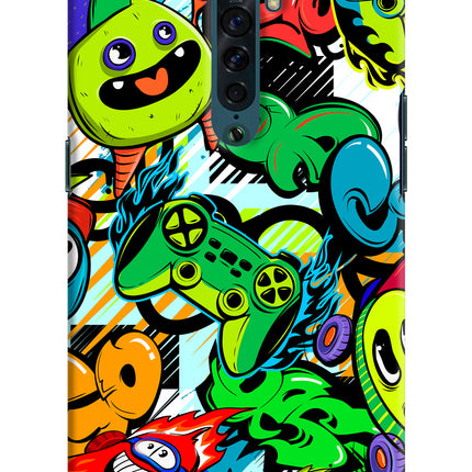 Game Doodle Oppo Reno2 Hard Case Back Cover by Casekaro