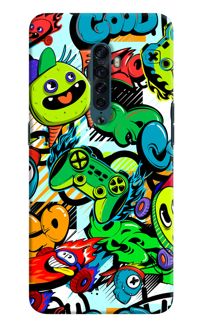 Game Doodle Oppo Reno2 Hard Case Back Cover by Casekaro