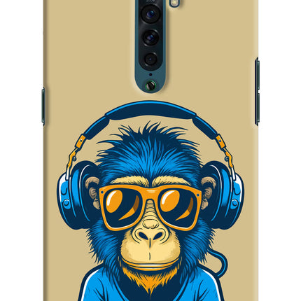 Monkey Headphone Oppo Reno2 Hard Case Back Cover by Casekaro