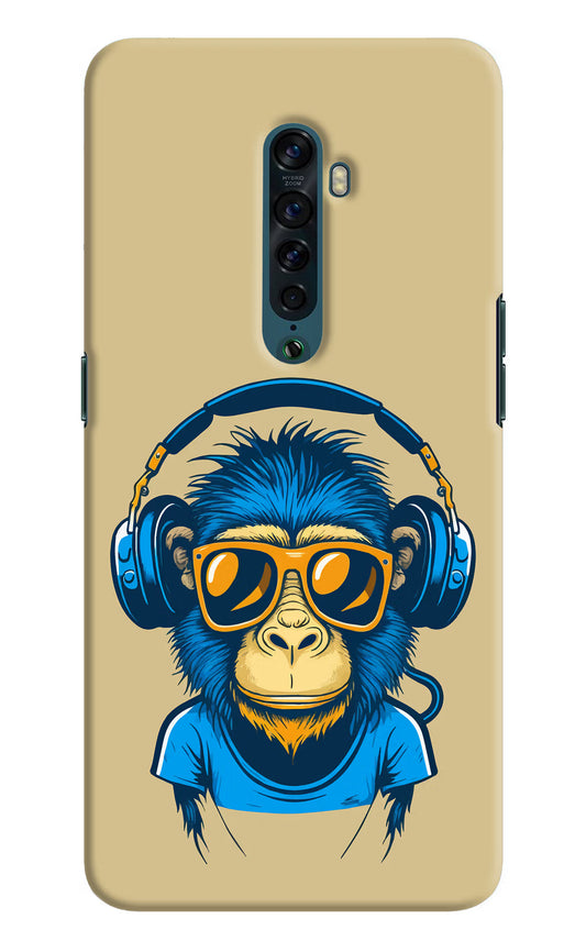 Monkey Headphone Oppo Reno2 Hard Case Back Cover by Casekaro