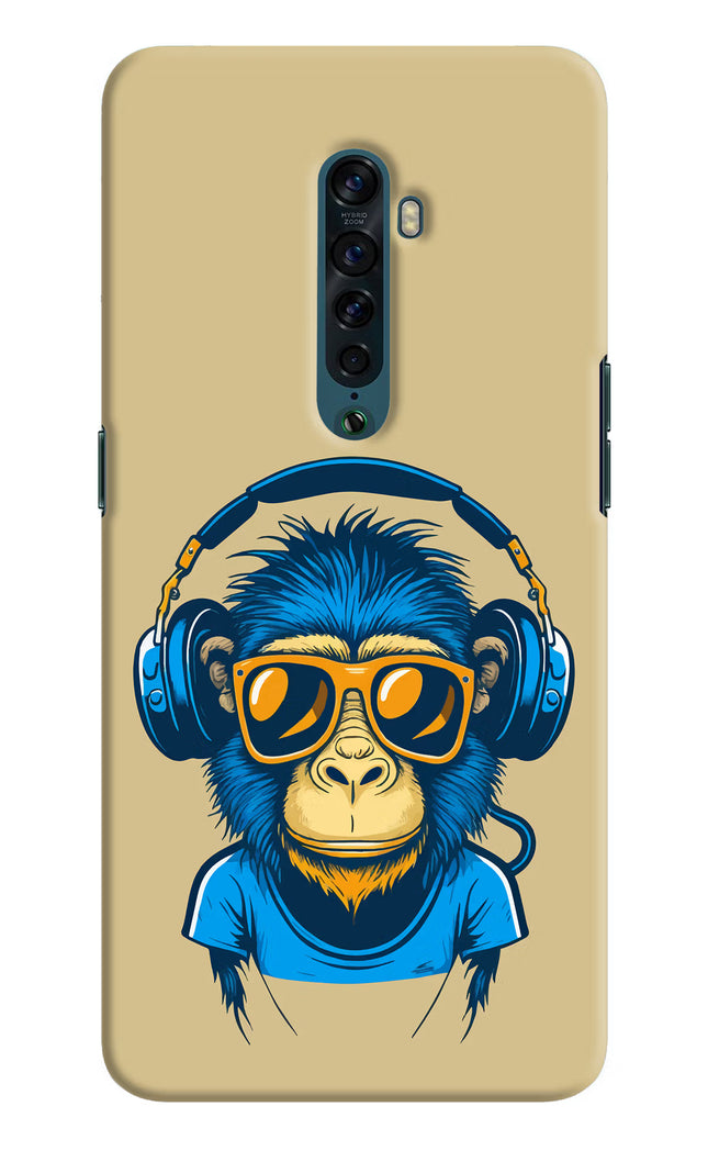 Monkey Headphone Oppo Reno2 Hard Case Back Cover by Casekaro