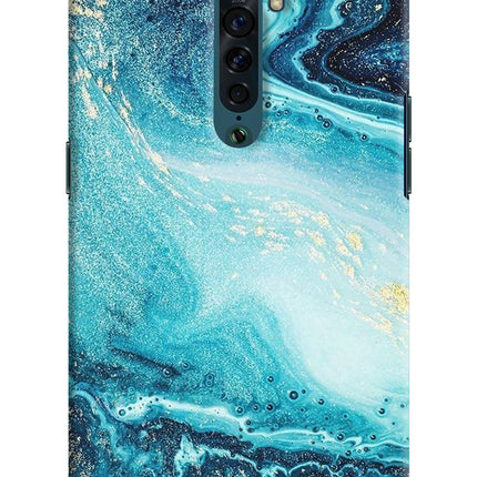 Blue Glitter Marble Oppo Reno2 Hard Case Back Cover by Casekaro