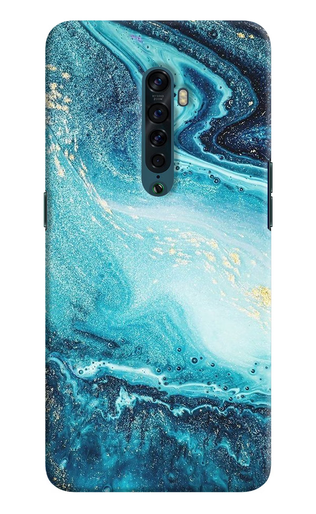 Blue Glitter Marble Oppo Reno2 Hard Case Back Cover by Casekaro