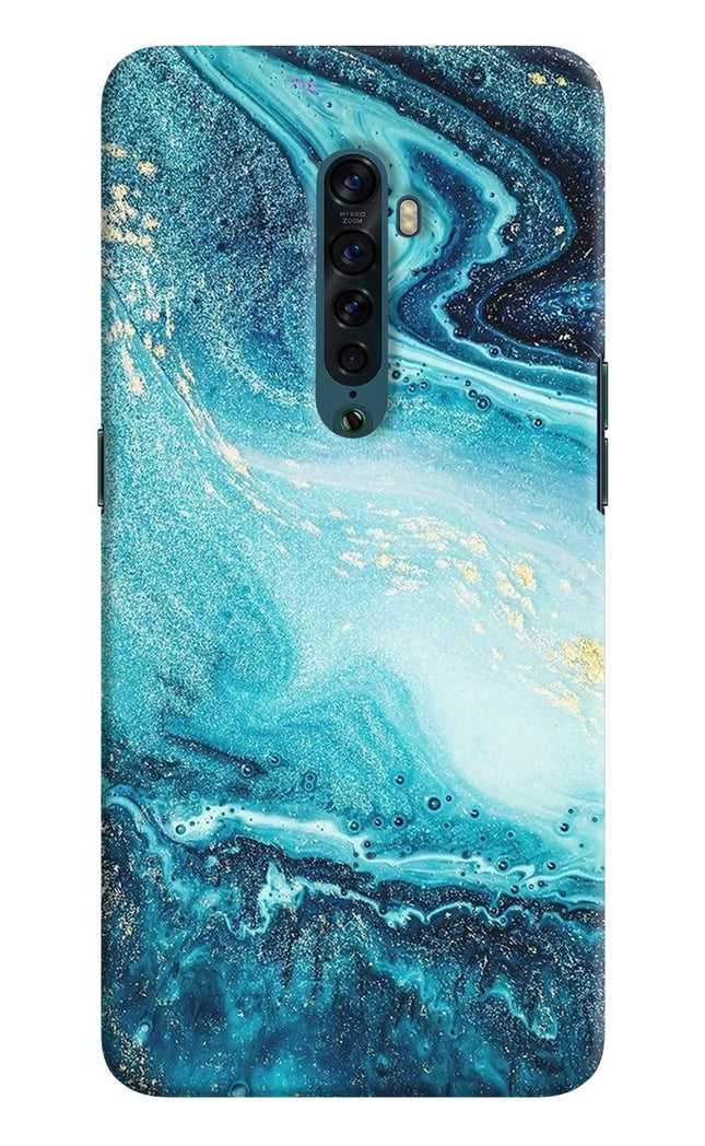 Blue Glitter Marble Oppo Reno2 Hard Case Back Cover by Casekaro