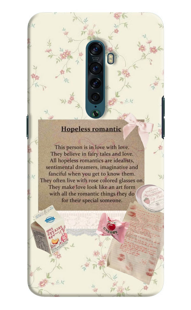 Hopeless Romantic Oppo Reno2 Hard Case Back Cover by Casekaro