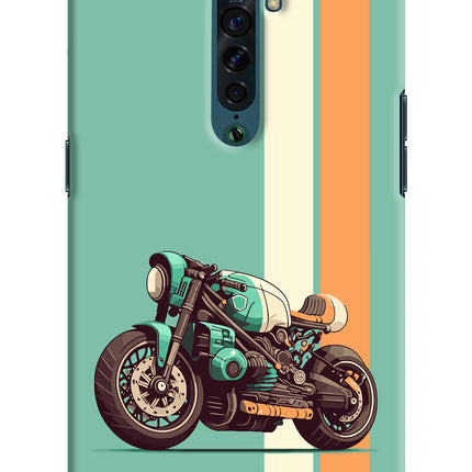 Striped Moto Drift Oppo Reno2 Hard Case Back Cover by Casekaro