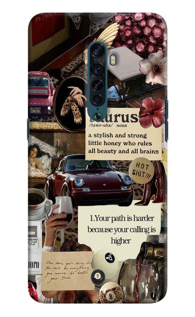 Taurus Zodiac Oppo Reno2 Hard Case Back Cover by Casekaro