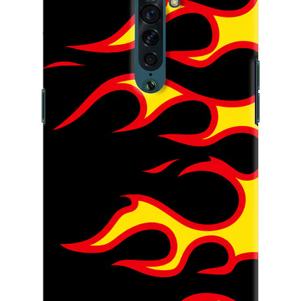 Side Sweep Flames Oppo Reno2 Hard Case Back Cover by Casekaro