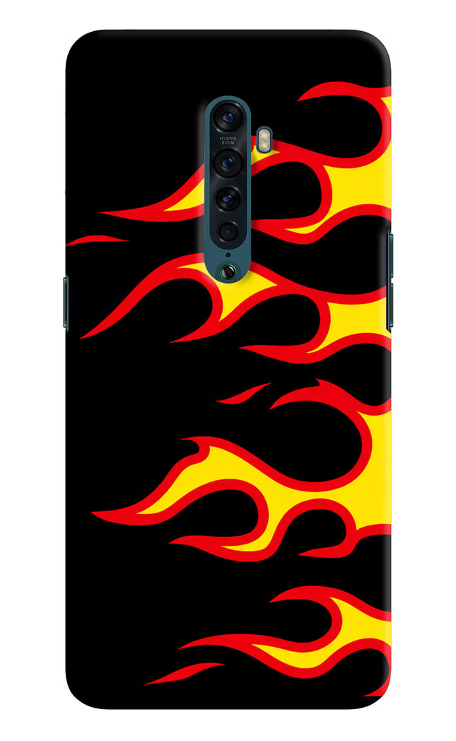 Side Sweep Flames Oppo Reno2 Hard Case Back Cover by Casekaro