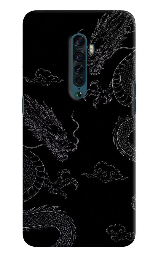 Twin Dragons Oppo Reno2 Hard Case Back Cover by Casekaro