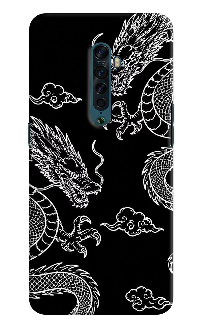 Twin Dragons Oppo Reno2 Hard Case Back Cover by Casekaro