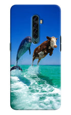 Dolphin vs Cow Oppo Reno2 Hard Case Back Cover by Casekaro