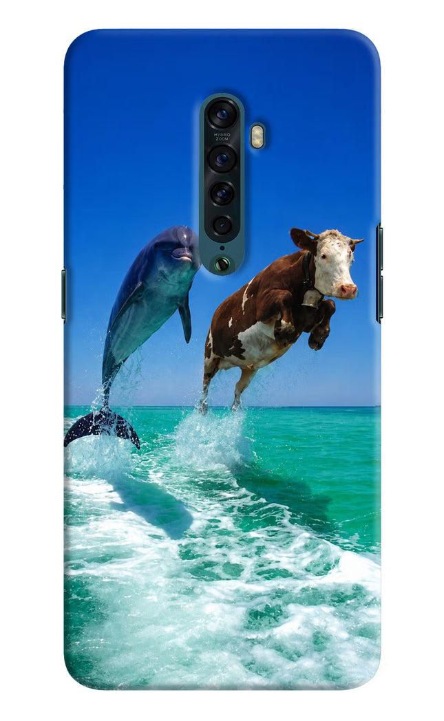 Dolphin vs Cow Oppo Reno2 Hard Case Back Cover by Casekaro