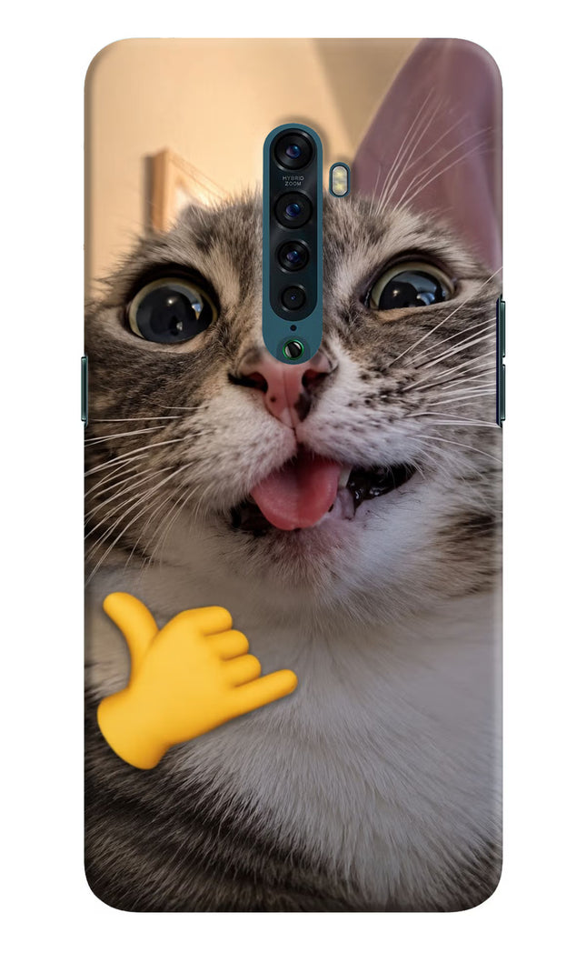 Silly Cat Call Oppo Reno2 Hard Case Back Cover by Casekaro