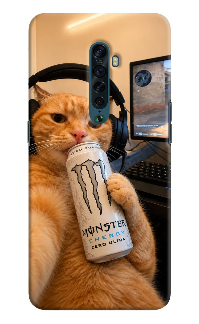 Gamer Cat Energy Oppo Reno2 Hard Case Back Cover by Casekaro